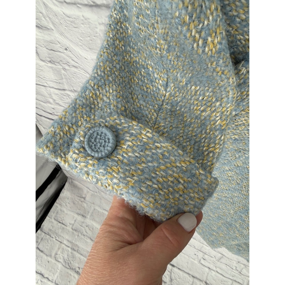 Vintage 50s 60s Glenbrooke Wool Tweed Blue Yellow ILGWU Union Swing Car Coat - Picture 5 of 15